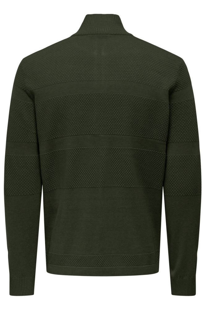 ONSMALIK REG 12 PIN ZIP CARD KNIT N 22033304 OLIVE NIGHT/MELANGE